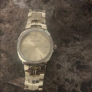Steve Madden Gold and Silver Two-Tone Crystal Watch